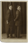 Photo of Moe & Shemp, on stage during their act as Howard and Howard From 1919 -- Matte Photo Measures 4.5 x 6.5 -- Good Condition With Tear Repaired on Verso